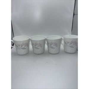 Set of 4‎  Corningware  Corelle Swirled Pink Trio Cups / Mugs USA